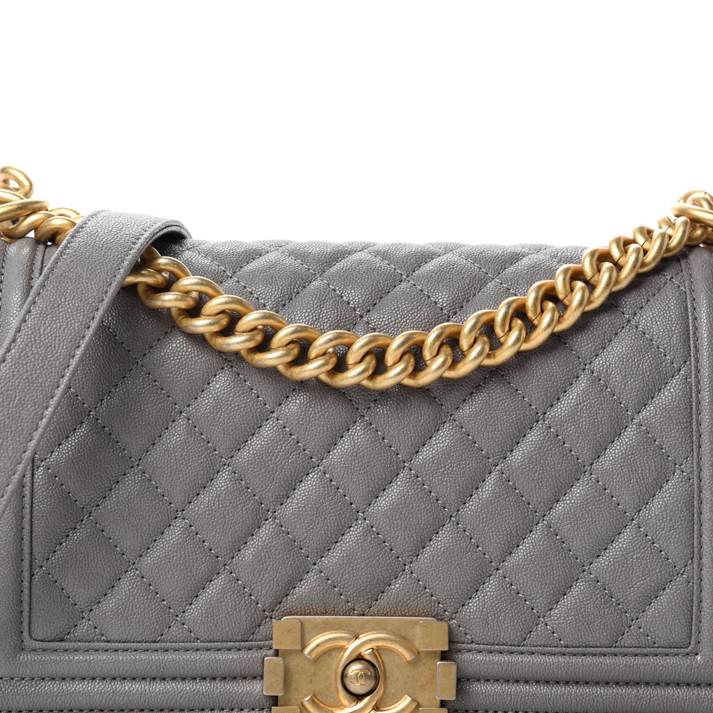 Caviar Quilted Medium Boy Flap Grey