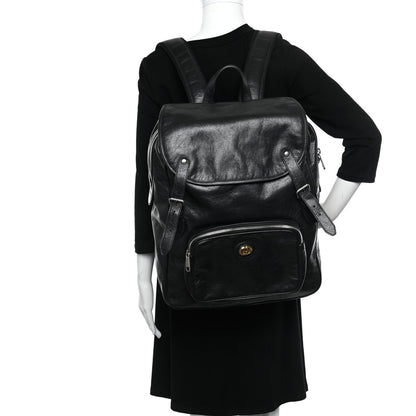 Gucci Fluffy Calfskin Mesh Nylon Medium Morpheus Double Buckle Backpack Black 2 of 9