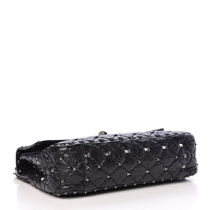 Valentino Garavani Craquele Nappa Medium Rockstud Spike Shoulder Bag Black 4 of 24