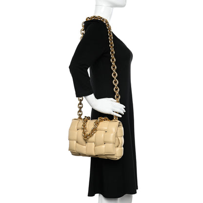 Bottega Veneta Lambskin Maxi Intreccio Padded Chain Cassette Crossbody Bag Porridge 2 of 12