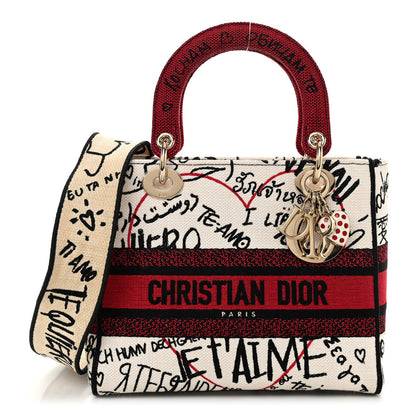 Christian Dior Canvas Medium DiorAmour Graffiti Lady D-Lite Latte 1 of 9