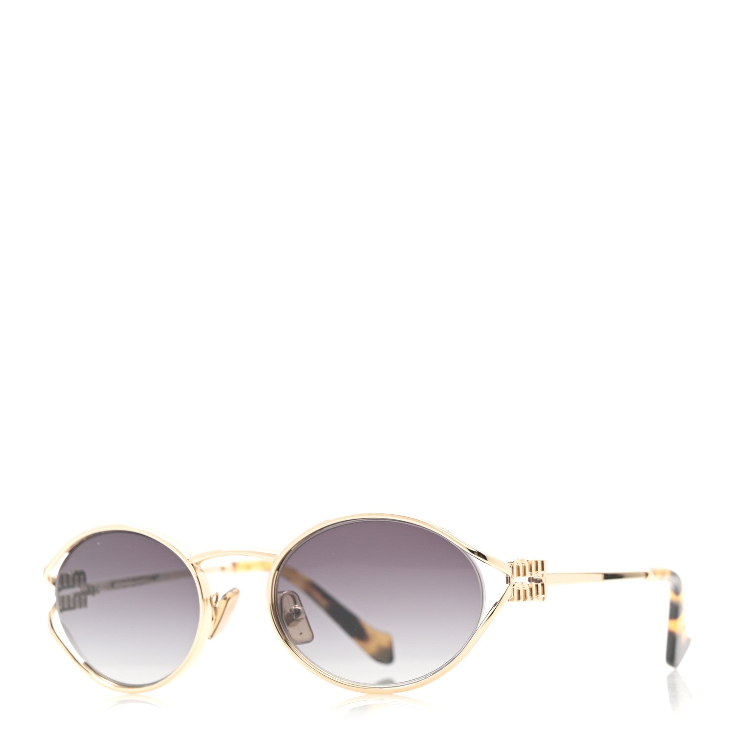Miu Miu Metal Oval Sunglasses SMU52Y Black Silver 2 of 12