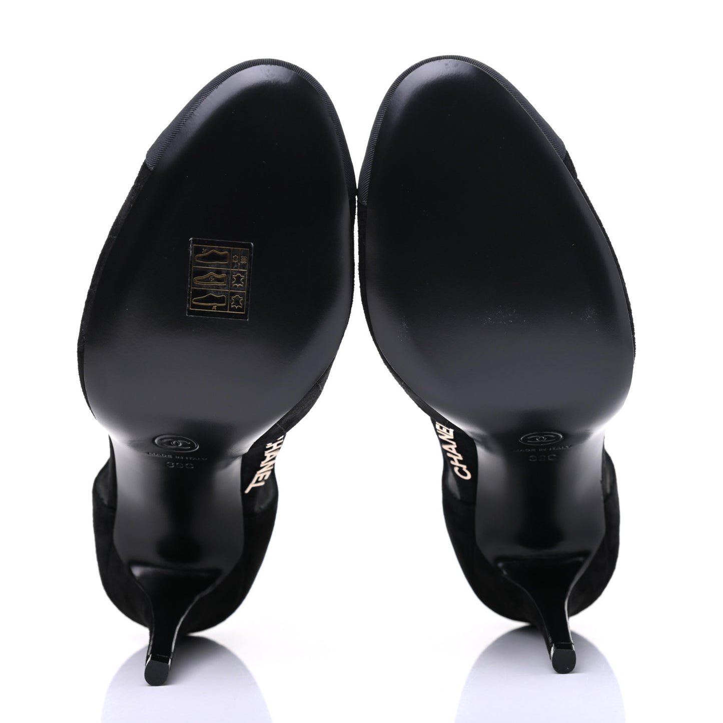 Suede Grosgrain Cap Toe CC Ankle Strap Pumps 39 Black