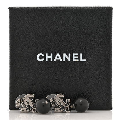 Chanel CC Globe Drop Earrings Ruthenium Ruthenium Black 6 of 6