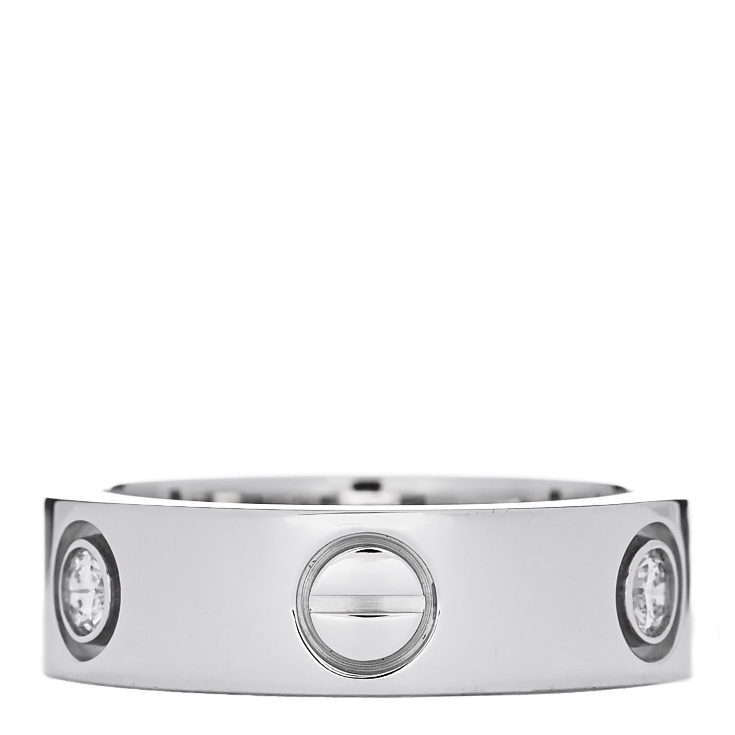 Cartier 18K White Gold 3 Diamond 5.5mm LOVE Ring 50 5.25 3 of 5
