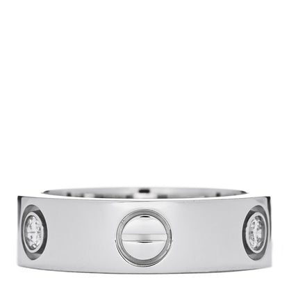 Cartier 18K White Gold 3 Diamond 5.5mm LOVE Ring 50 5.25 3 of 5