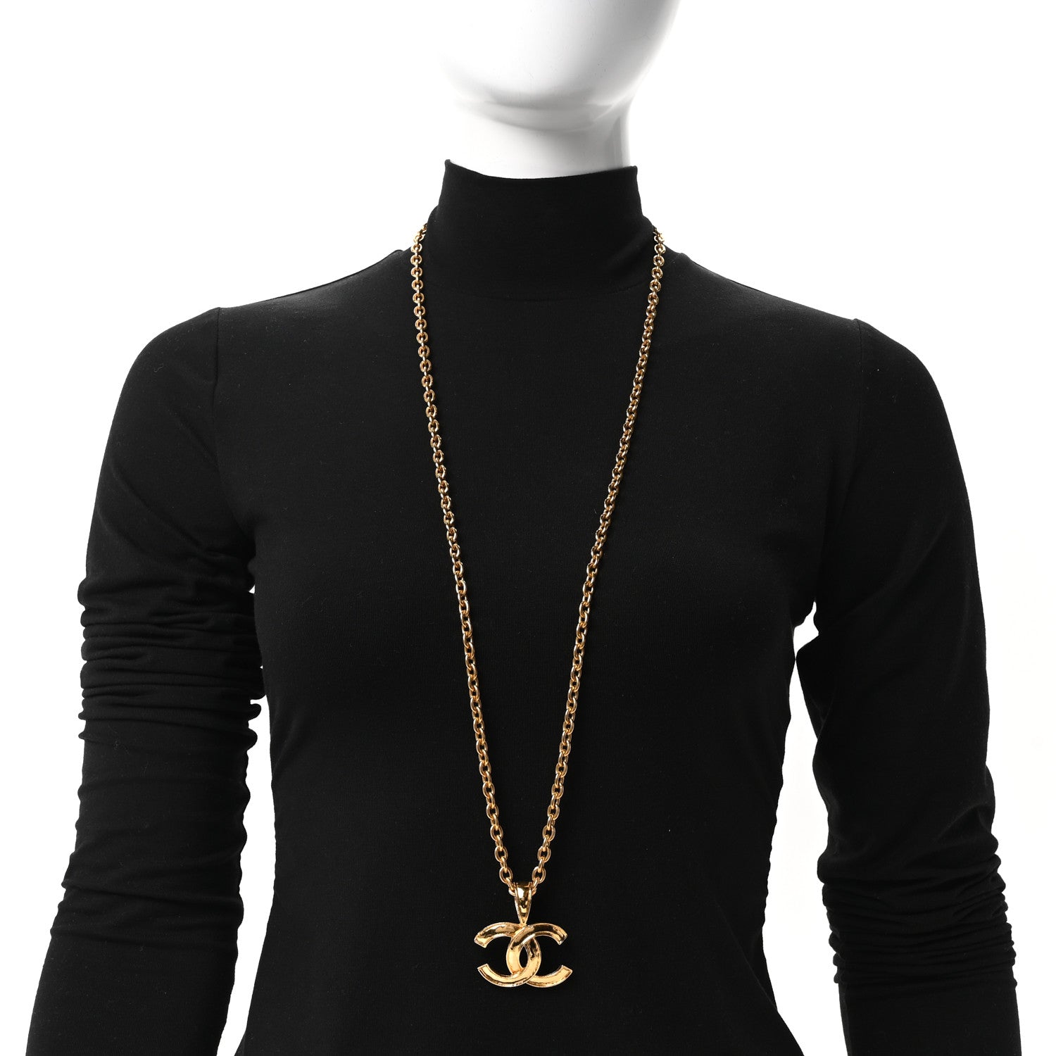 Chanel CC Pendant Necklace Gold 2 of 4