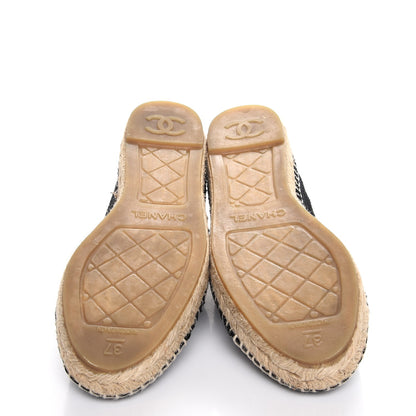Chanel Tweed Patent CC Espadrilles 37 Black 5 of 9