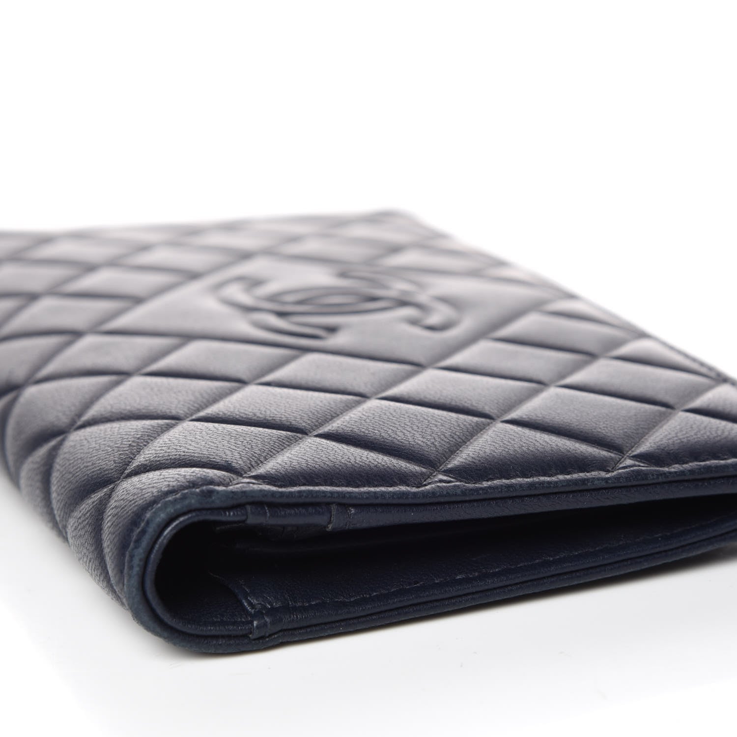 Chanel Lambskin Quilted Diamond CC Yen Wallet Blue 9 of 12