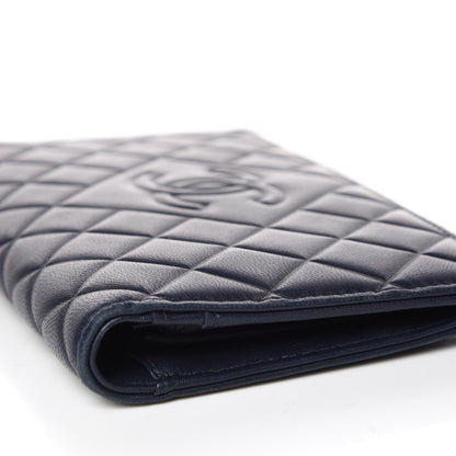 Chanel Lambskin Quilted Diamond CC Yen Wallet Blue 9 of 12