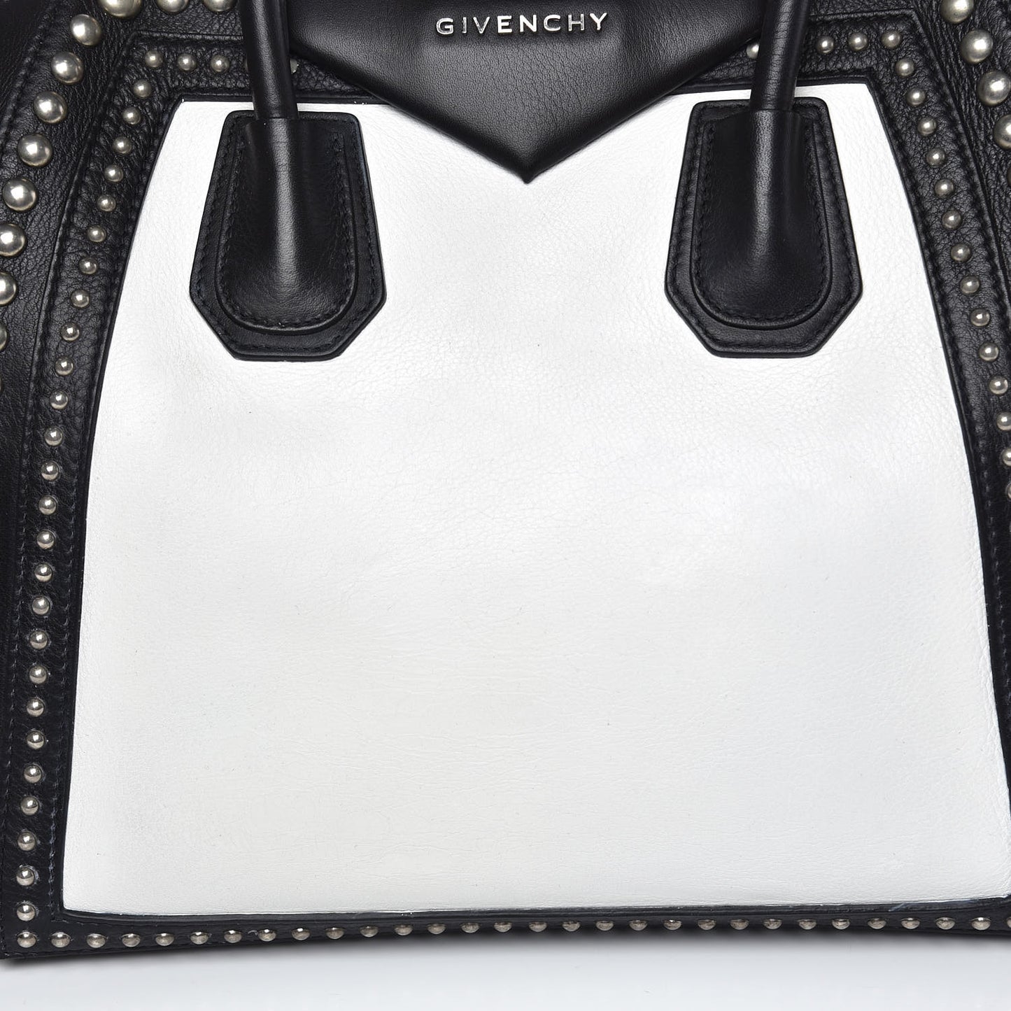 Calfskin Medium Studded Bi-Color Antigona Black White