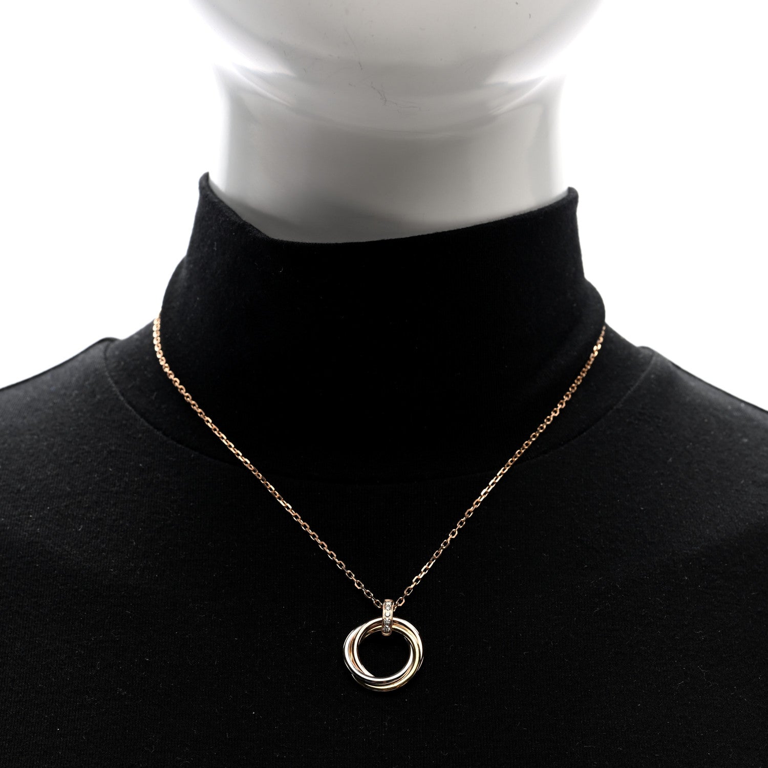 Cartier 18K Pink White Yellow Gold Diamond Trinity Pendant Necklace 2 of 5