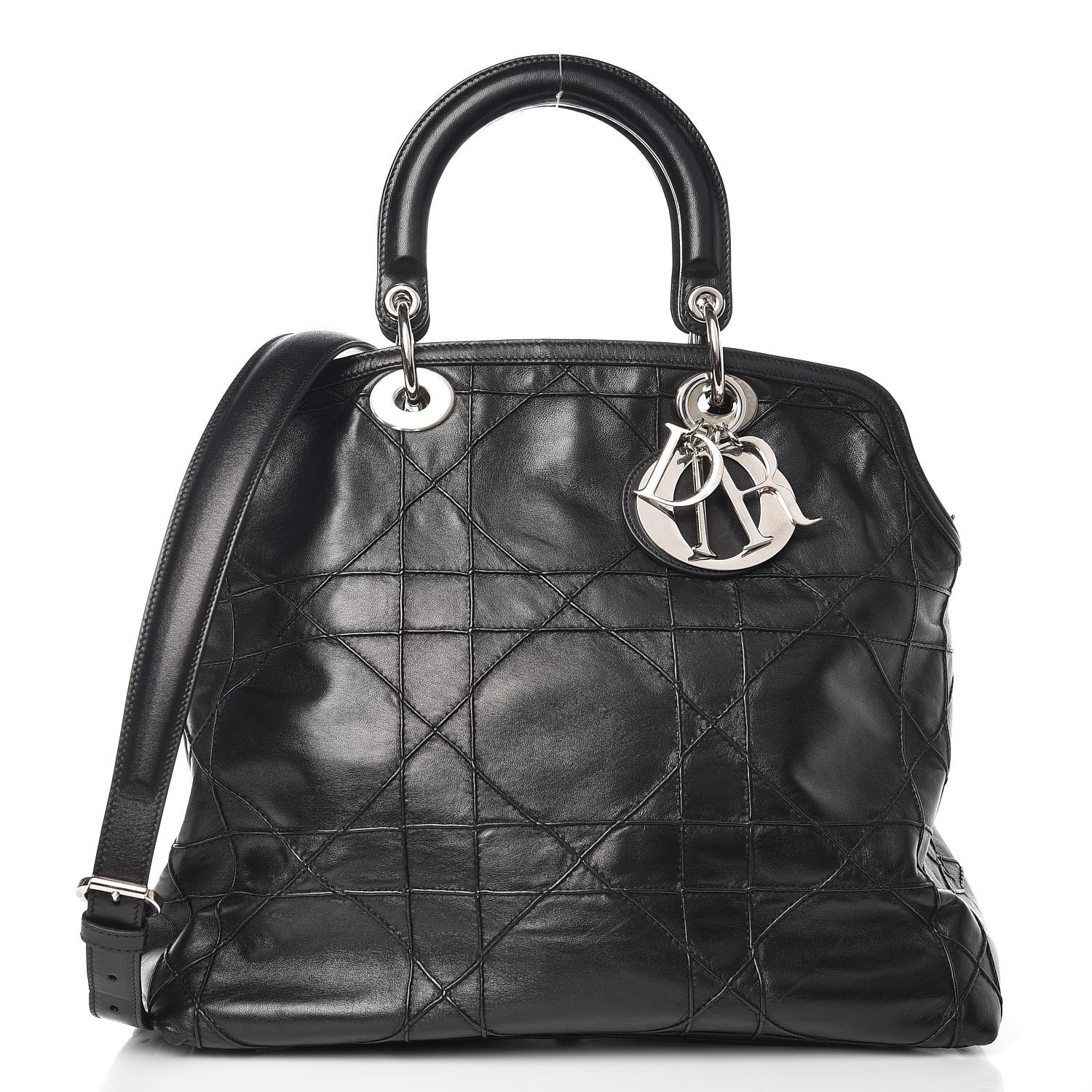 Christian Dior Lambskin Cannage Medium Granville Tote Black 1 of 8