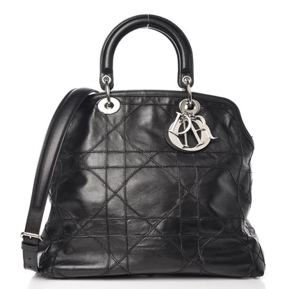 Christian Dior Lambskin Cannage Medium Granville Tote Black 1 of 8