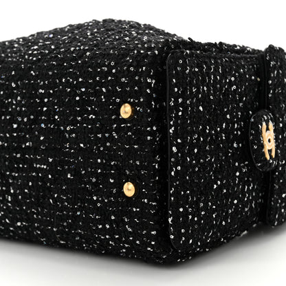 Chanel Tweed Quilted Small Chanel 25 Handbag Black 10 of 11