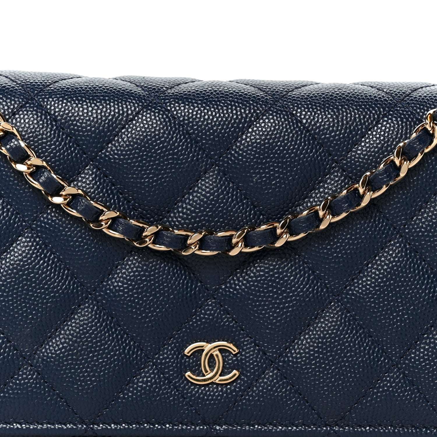 Chanel Caviar Quilted Wallet on Chain WOC Navy Blue 9 of 11