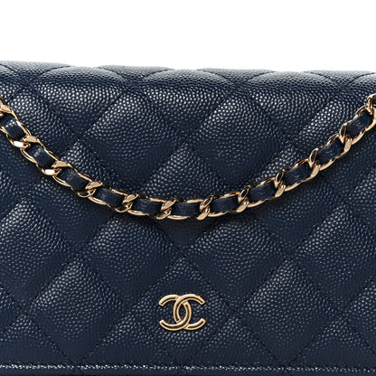 Chanel Caviar Quilted Wallet on Chain WOC Navy Blue 9 of 11