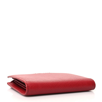 Prada Saffiano Zip Top Compact Wallet Fuoco 4 of 14