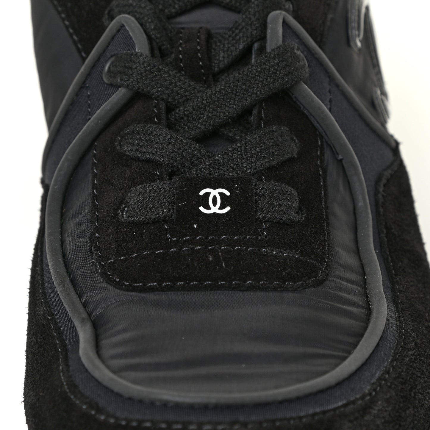 Nylon Calfskin Suede Calfskin CC Sneakers 39.5 Black