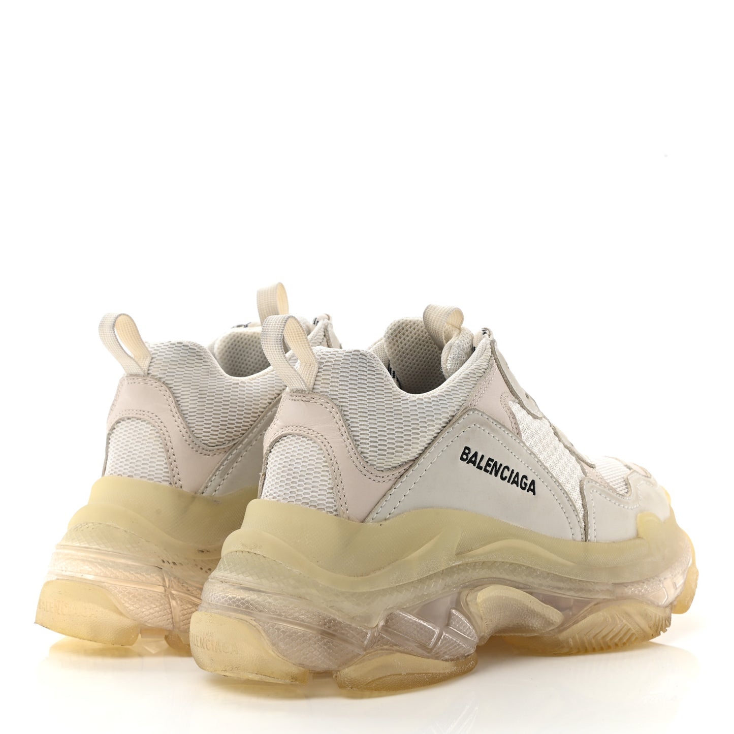 Fabric Mesh Clear Sole Womens Triple S Sneakers 36 White