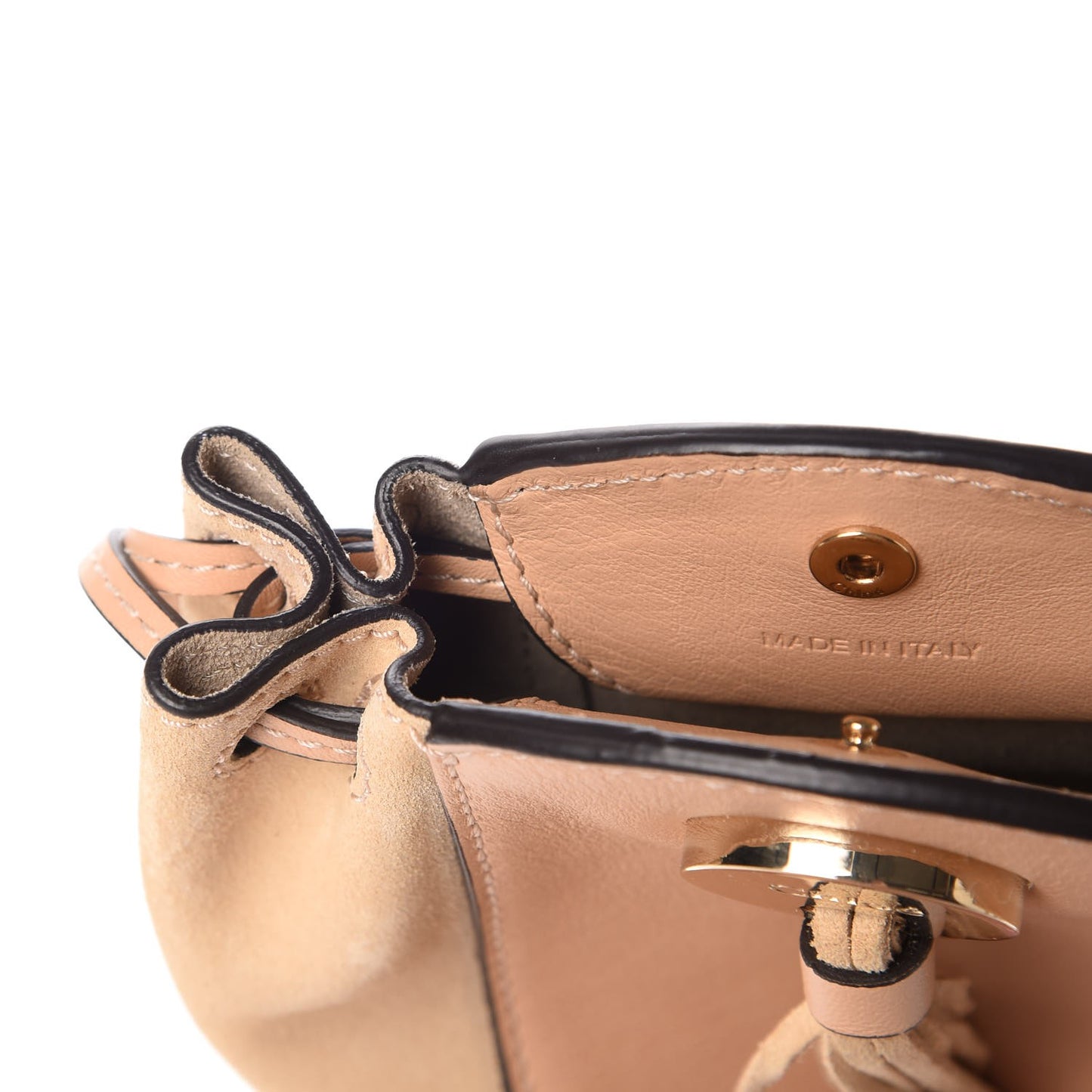 Suede Calfskin Mini Sac Drawstring Blush Nude