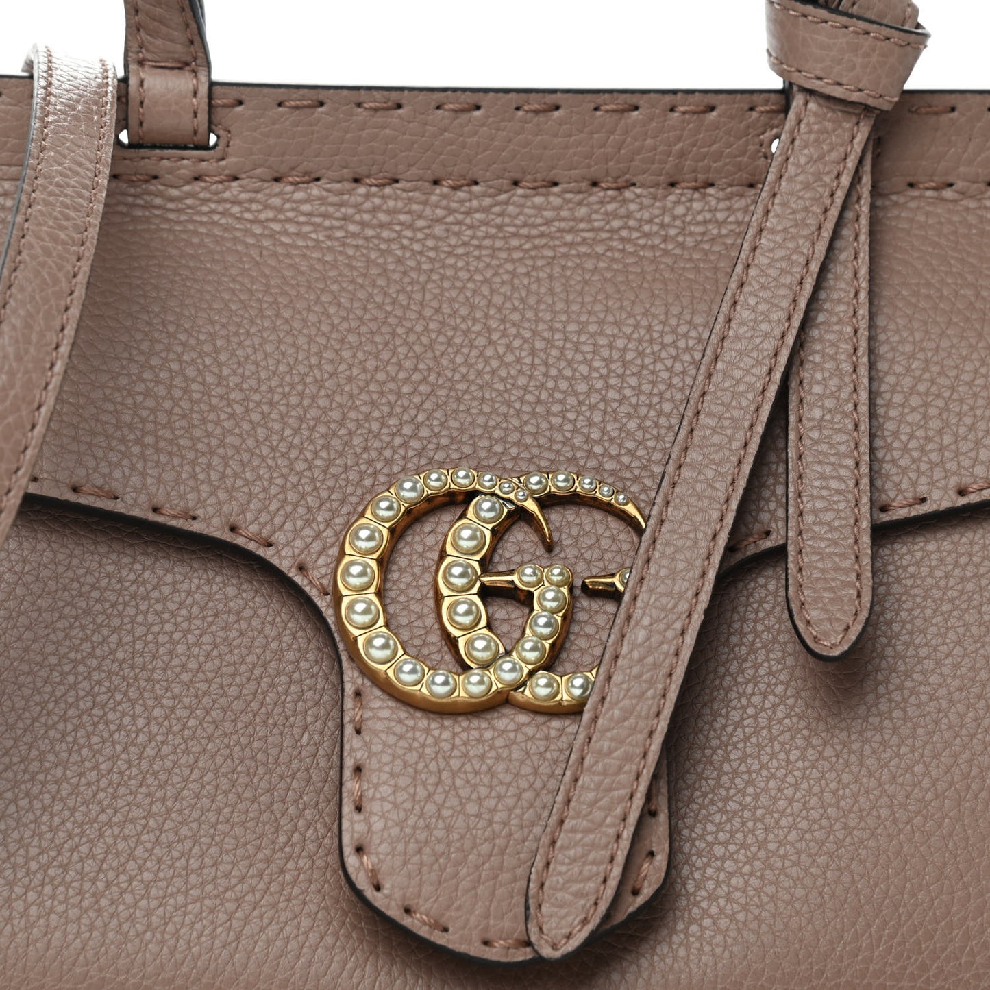 Calfskin Mini Pearly GG Marmont Top Handle Bag Antique Rose