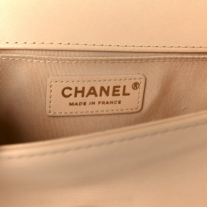 Chanel Calfskin Quilted Small Boy Top Handle Flap Beige Clair 6 of 10