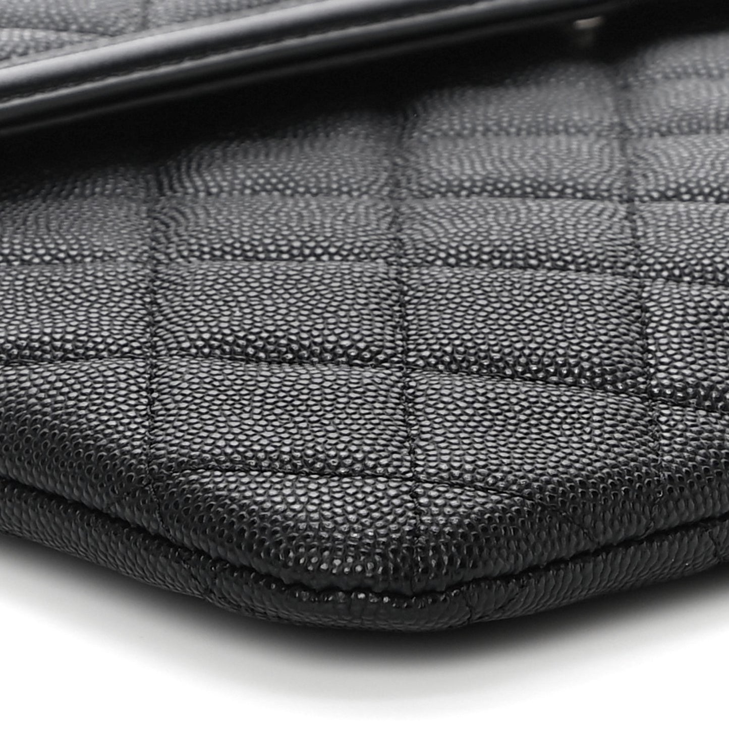 Caviar Quilted Filigree Flap Pouch Black