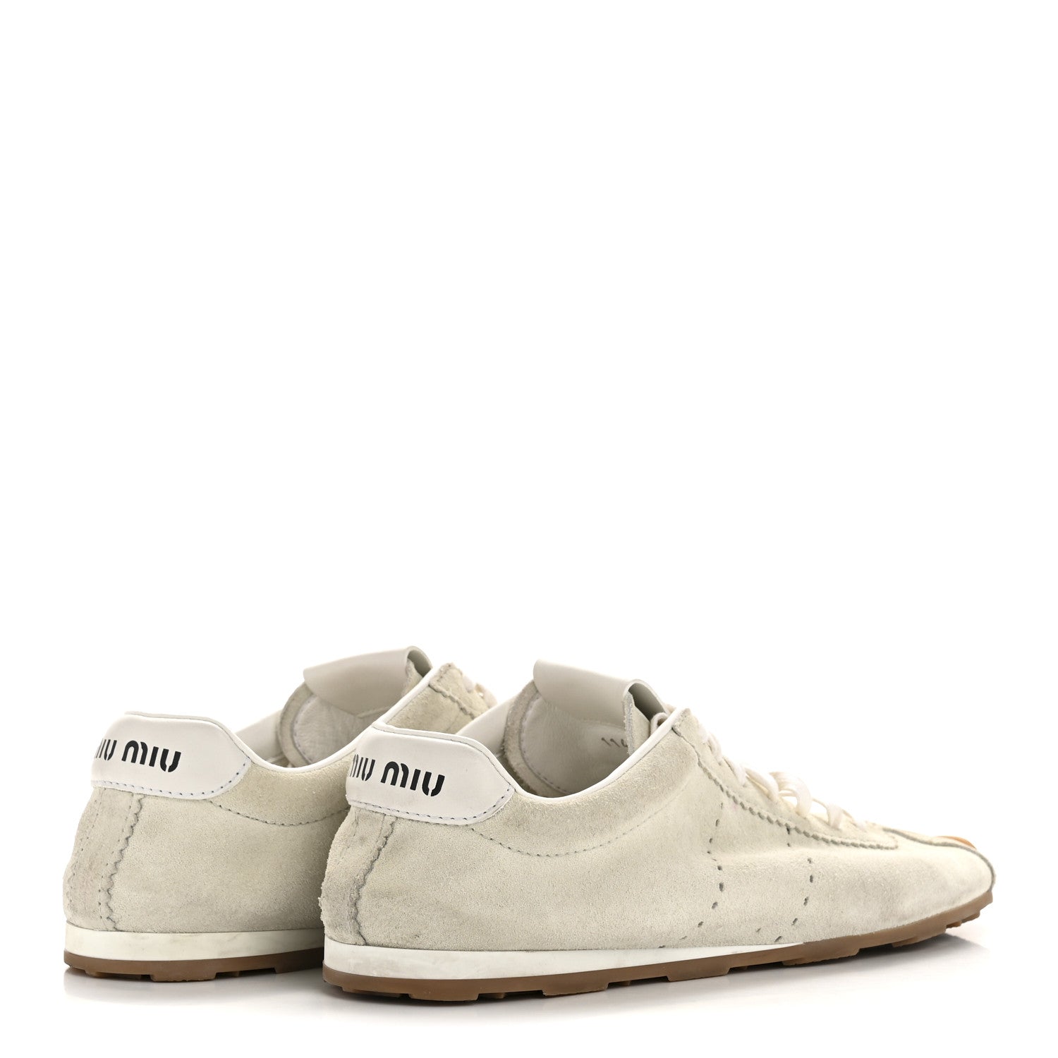 Miu Miu Bleached Suede Womens Plume Low Top Sneakers 39 White 5 of 8