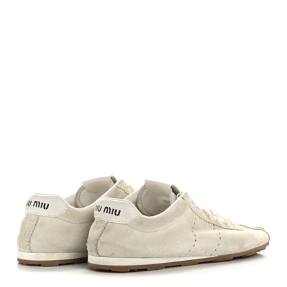Miu Miu Bleached Suede Womens Plume Low Top Sneakers 39 White 5 of 8