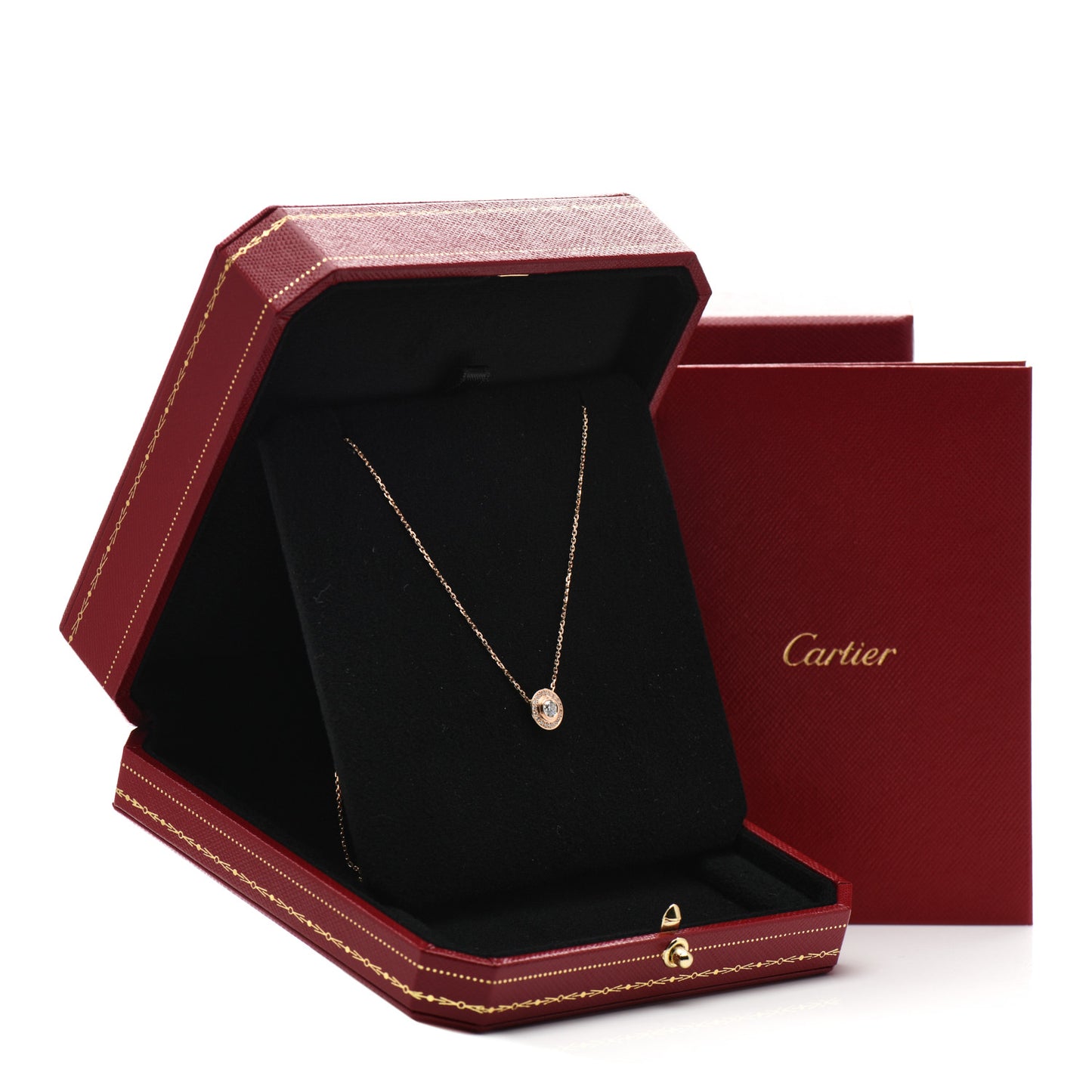 18K Pink Gold Diamond .19ct D'Amour Pave Necklace