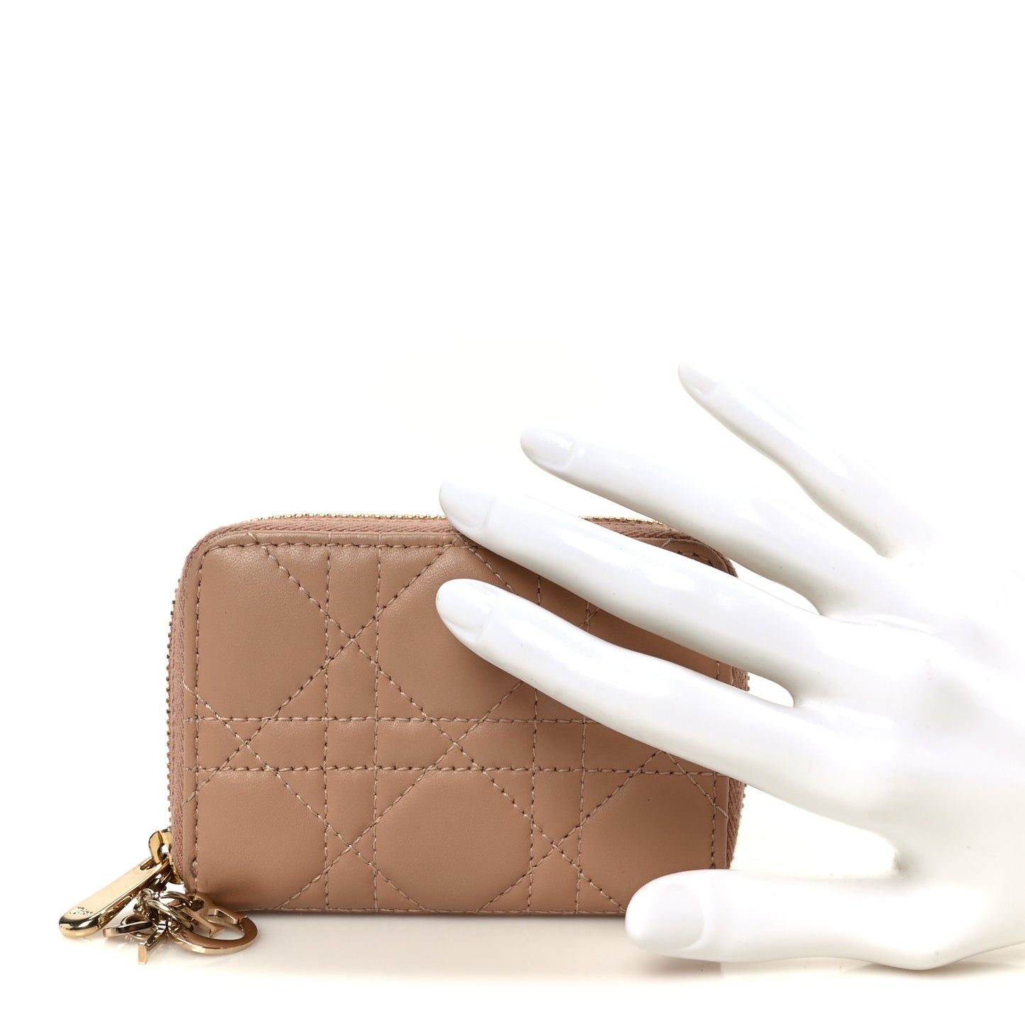 Lambskin Cannage Small Lady Dior Voyageur Coin Purse Rose Des Vents