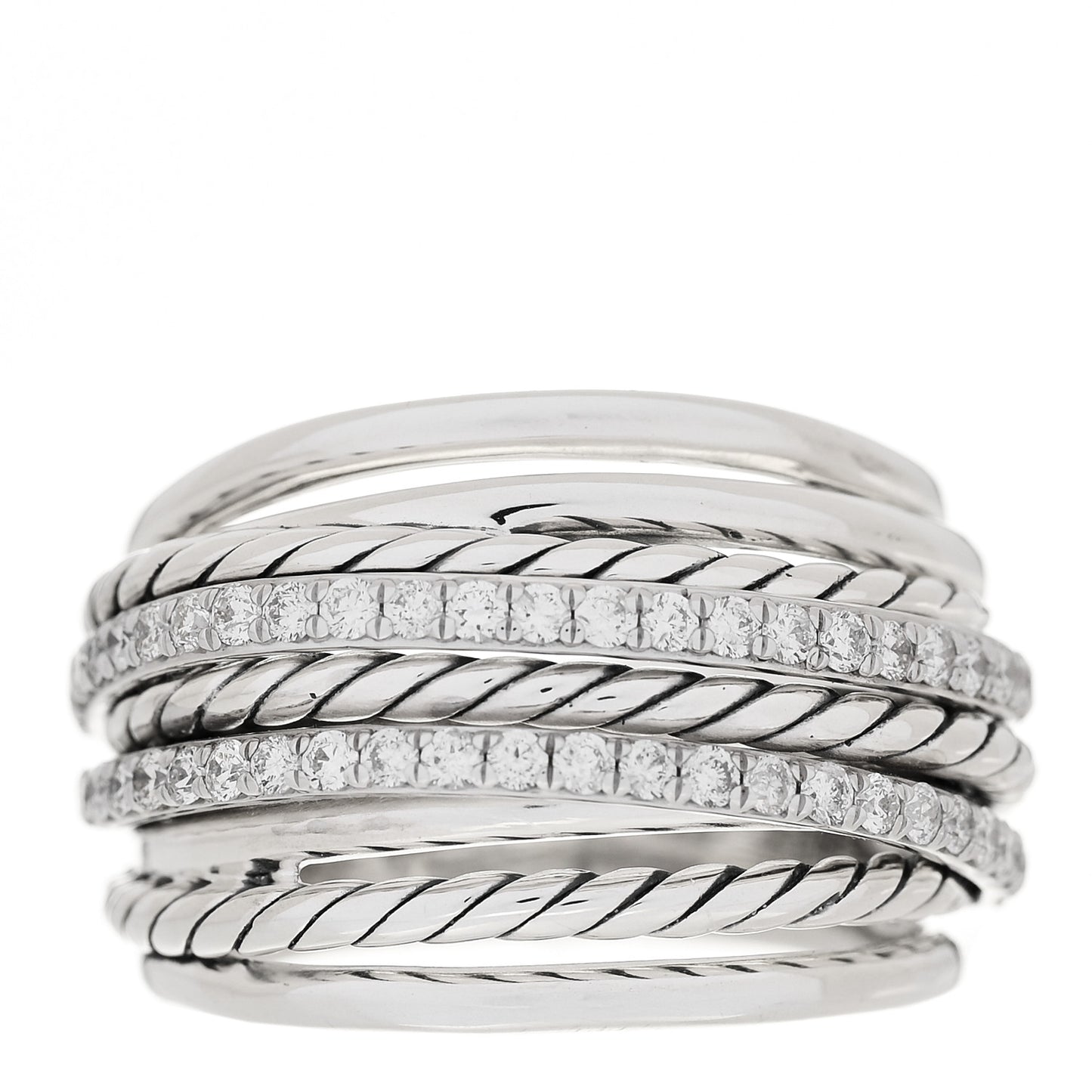 Sterling Silver Diamond 16mm Wide Crossover Ring 55 7.25