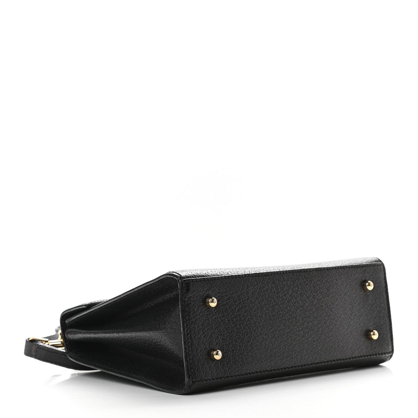 Textured Calfskin Lady Lock Top Handle Frame Bag Black