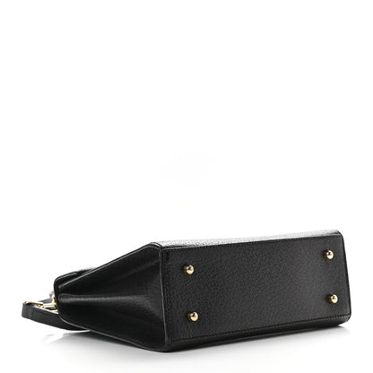 Gucci Textured Calfskin Lady Lock Top Handle Frame Bag Black 4 of 10