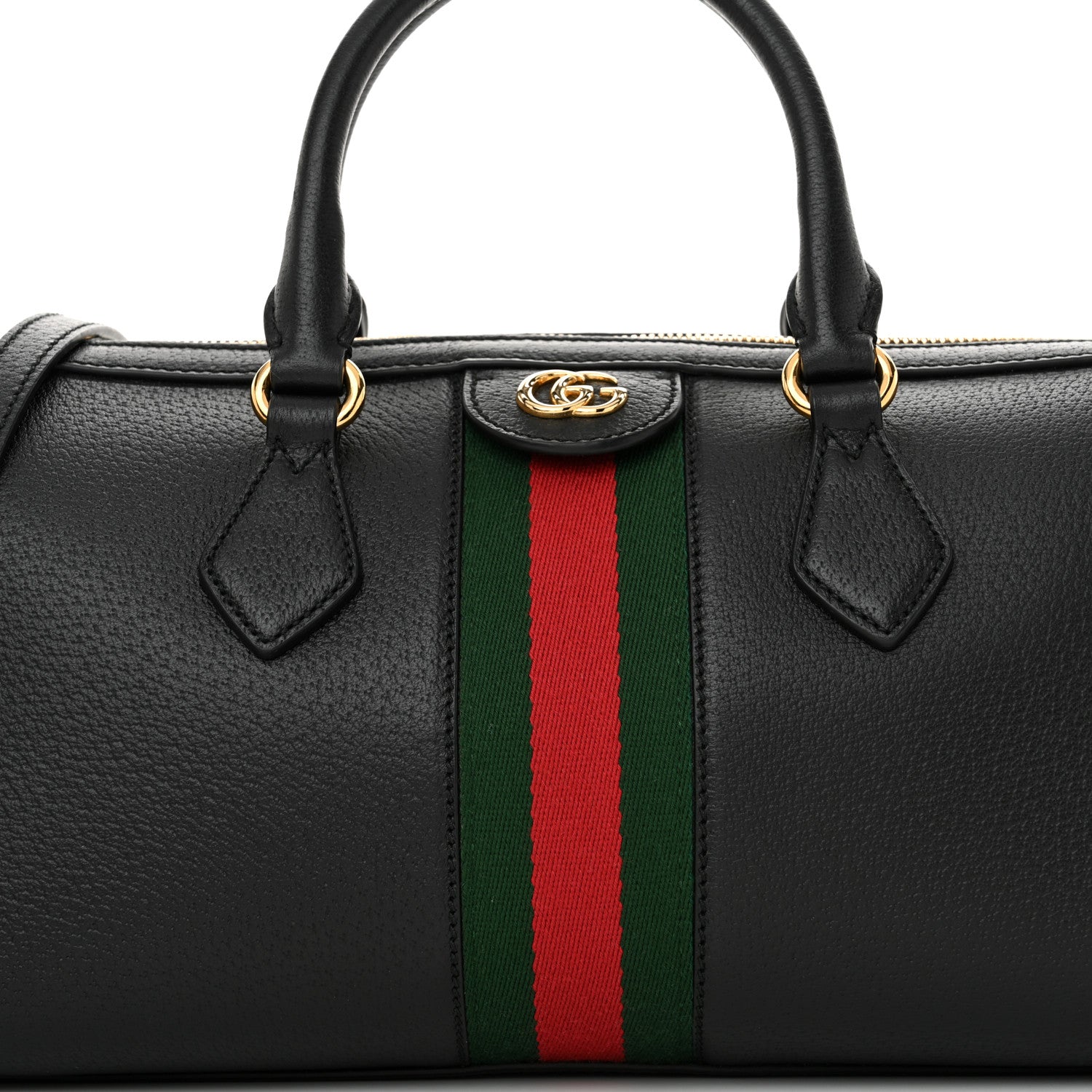 Gucci Textured Dollar Calfskin Web Medium Ophidia Boston Black 8 of 10