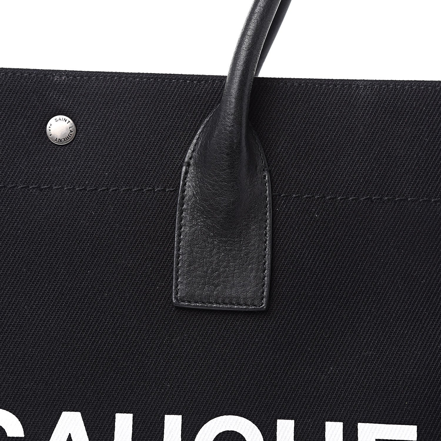 Saint Laurent Linen Calfskin Rive Gauche Tote Black 14 of 16