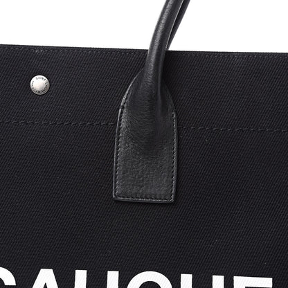 Saint Laurent Linen Calfskin Rive Gauche Tote Black 14 of 16