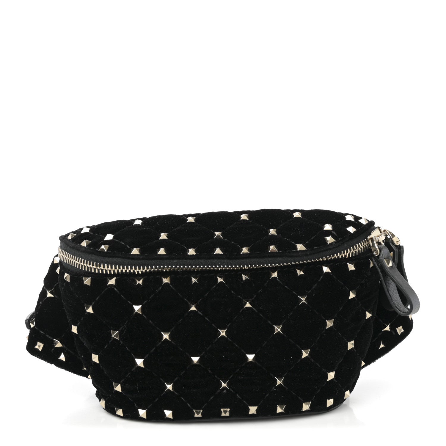 Valentino Garavani Velvet Rockstud Spike Belt Bag 85 34 Black 3 of 25