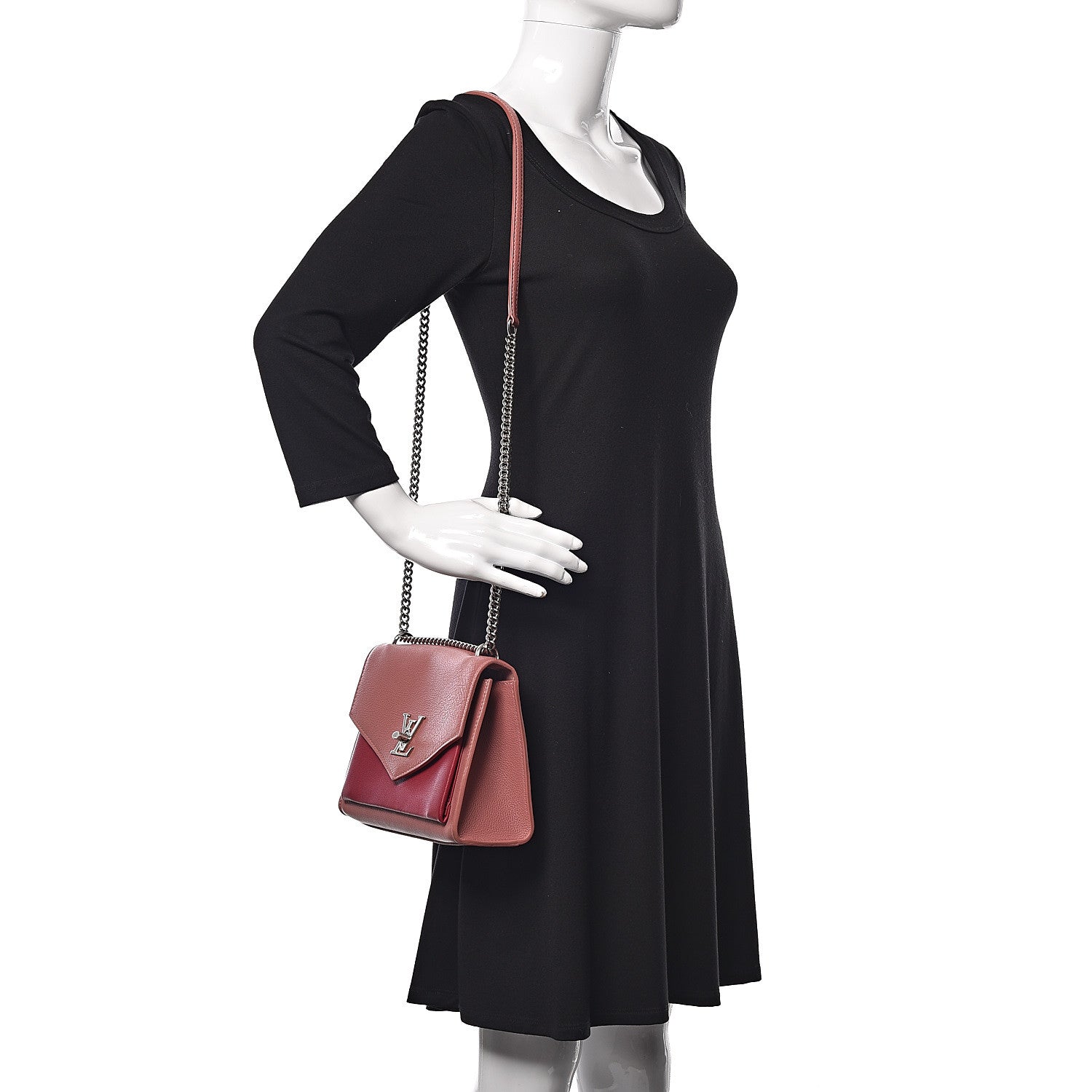 Louis Vuitton Soft Calfskin Mylockme Chain Bag BB Rose Boudoir Lie de Vin 2 of 11