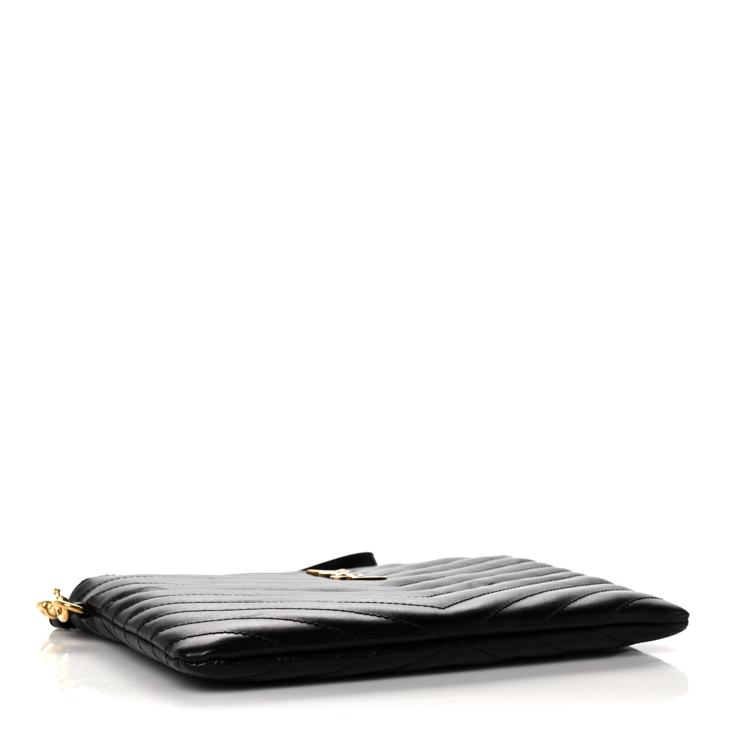 Calfskin Matelasse Chevron Monogram A5 Wristlet Black
