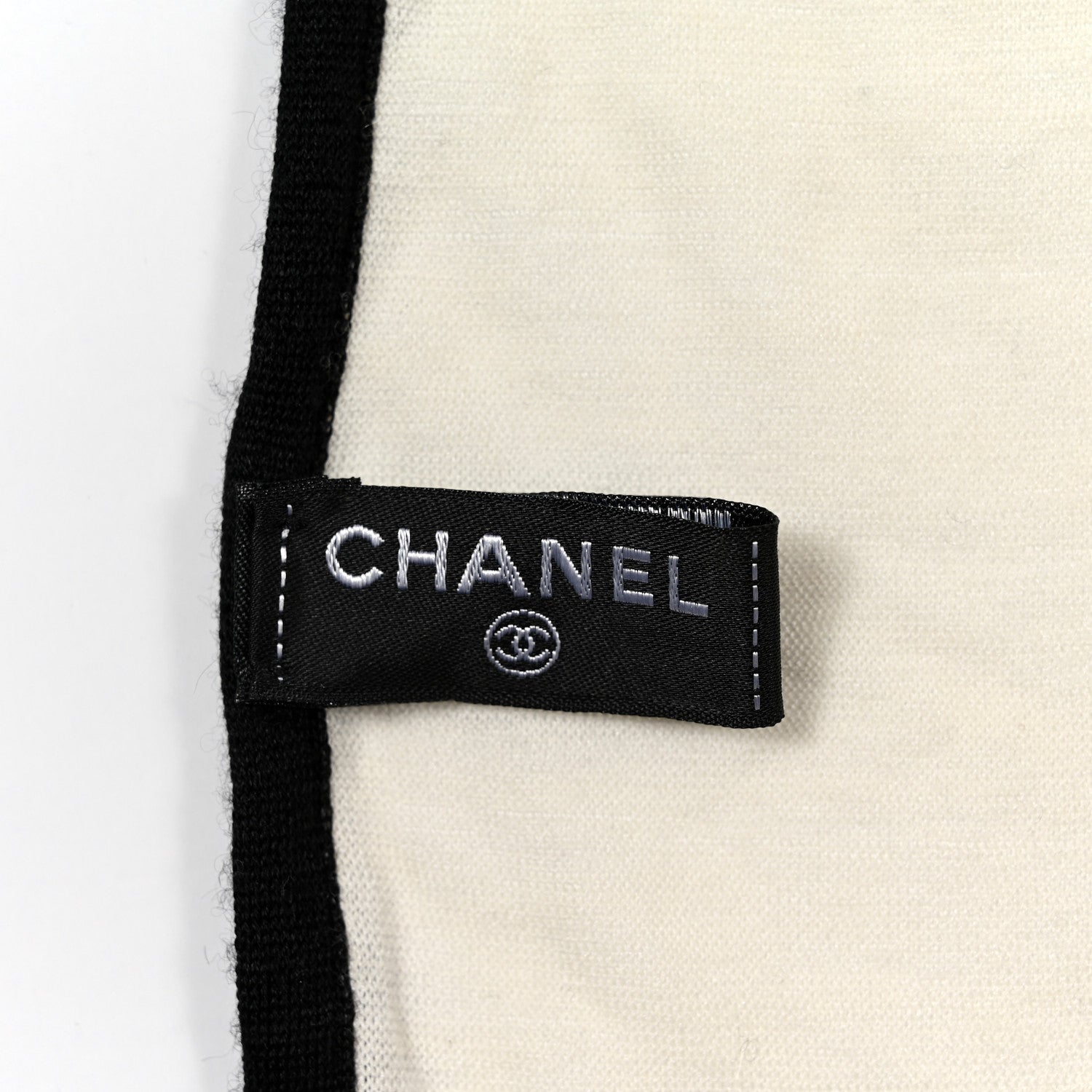 Chanel Cashmere Silk CC Stole Ivory Black 3 of 3