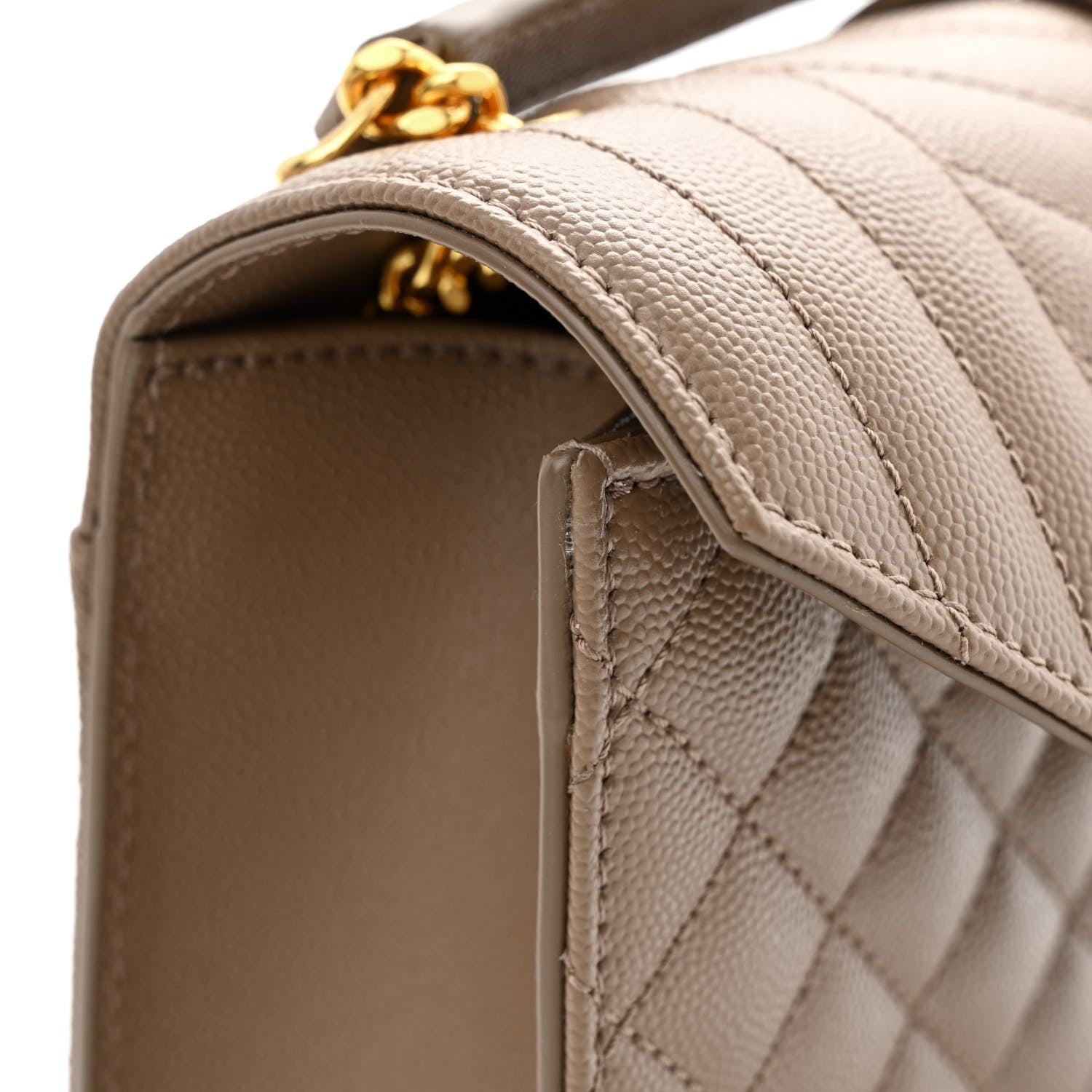 Saint Laurent Grain De Poudre Textured Mixed Matelasse Triquilt Small Monogram Satchel Taupe 12 of 14