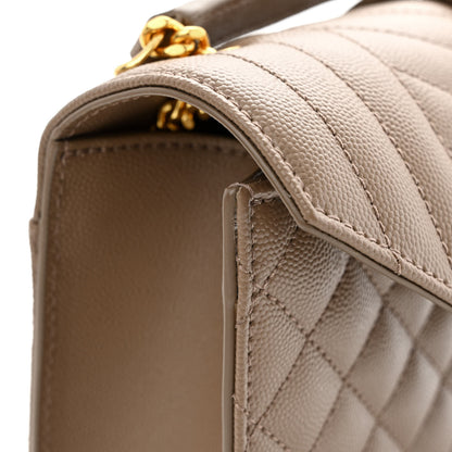 Saint Laurent Grain De Poudre Textured Mixed Matelasse Triquilt Small Monogram Satchel Taupe 12 of 14