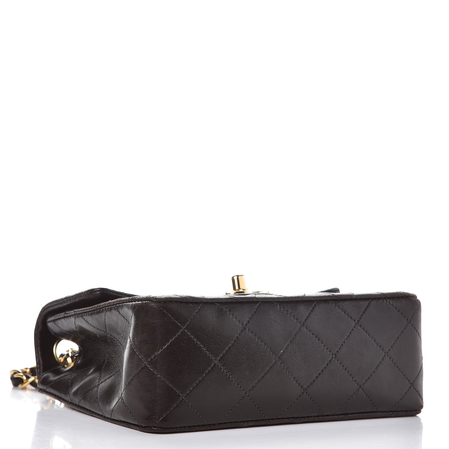 Lambskin Quilted Mini Square Flap Brown
