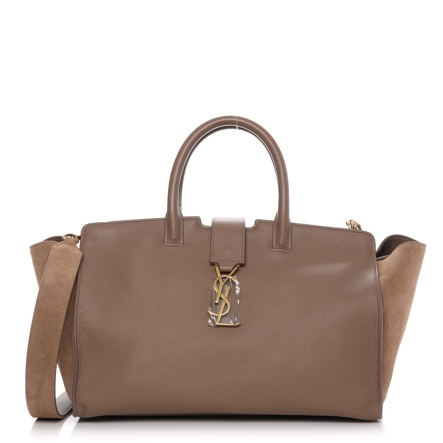 Calfskin Suede Small Monogram Downtown Cabas Dark Beige