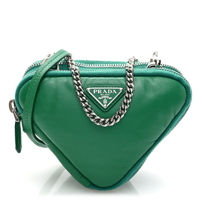 Prada Nappa Soft Padded Mini Triangle Crossbody Pouch Mango 1 of 9