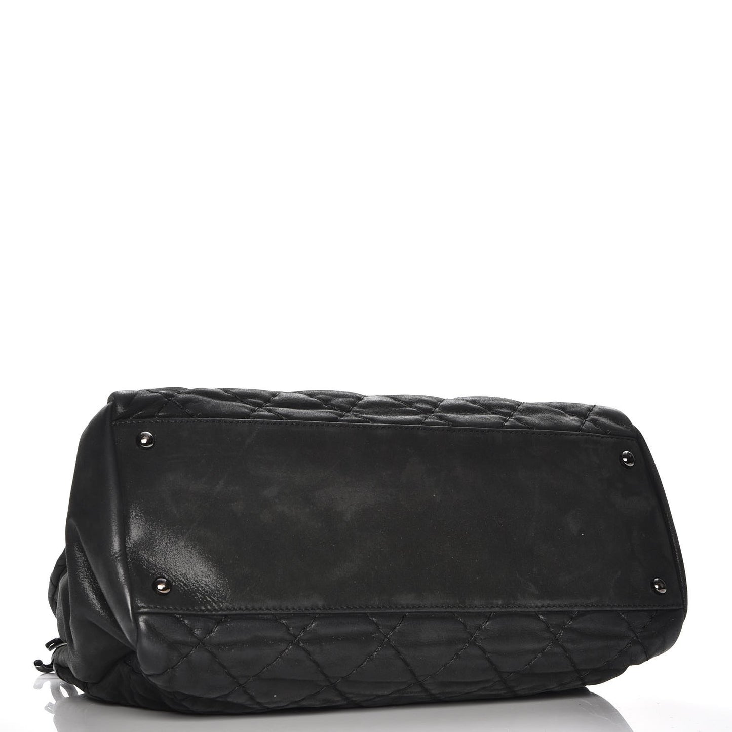 Iridescent Calfskin Quilted Large Just Mademoiselle Dark Grey