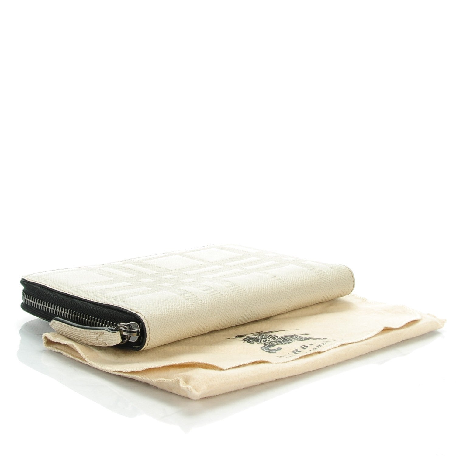 Burberry Check Calfskin Embossed Zip Around Wallet Pale Grey 4 of 7