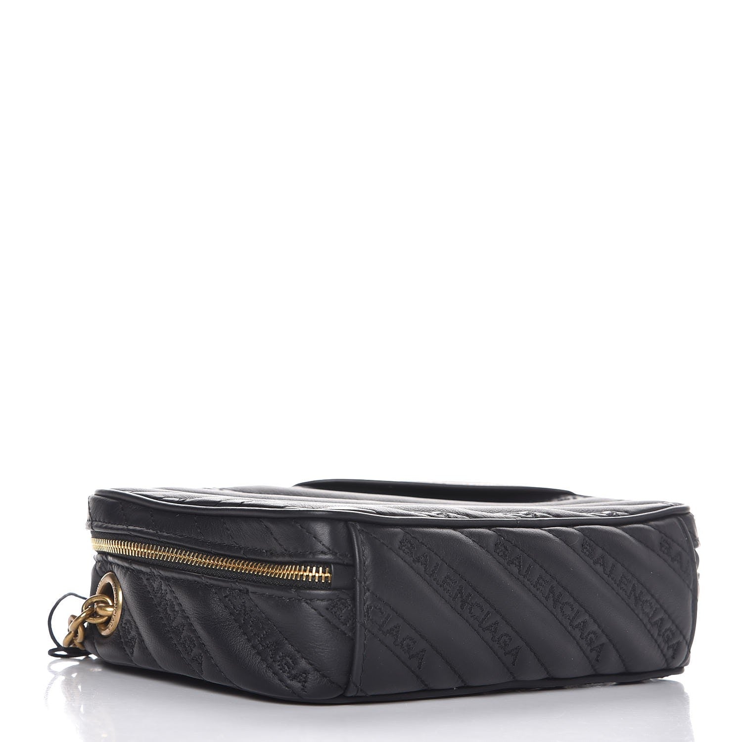 Balenciaga Calfskin Logo Matelasse Chain Strap Blanket Reporter XS Black 4 of 9